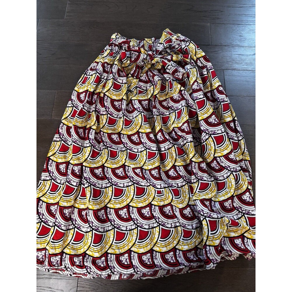 My Choice Women’s Maxi Skirt One Size African Wax Vibrant Tie Waist Boho, EUC